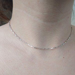 SOLD Dainty Sterling Silver 925 Box Chain Choker Necklace | 15" Vintage Chain